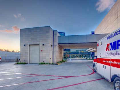 Exterior view of emergency area at Thornton Hospital