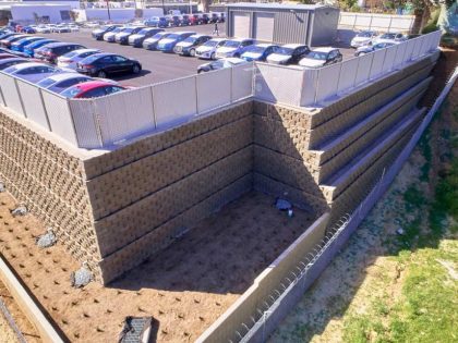 An Aerial view of parking lot area