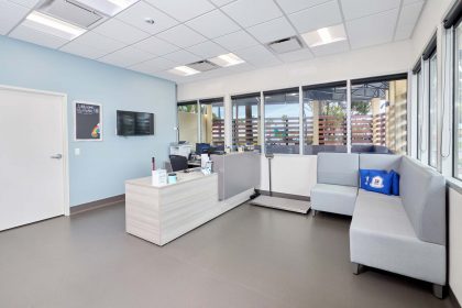 Reception area at national veterinary associates