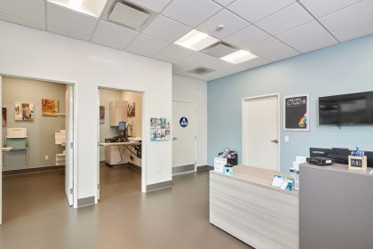 an overview of reception area and surgery room