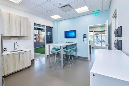 kitchen area and lounge area