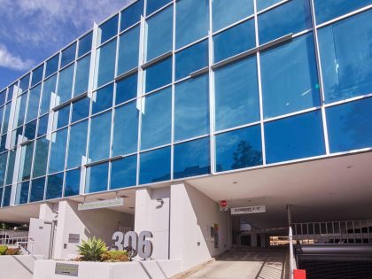 An exterior glass installation