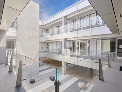 An interior view and corridor area