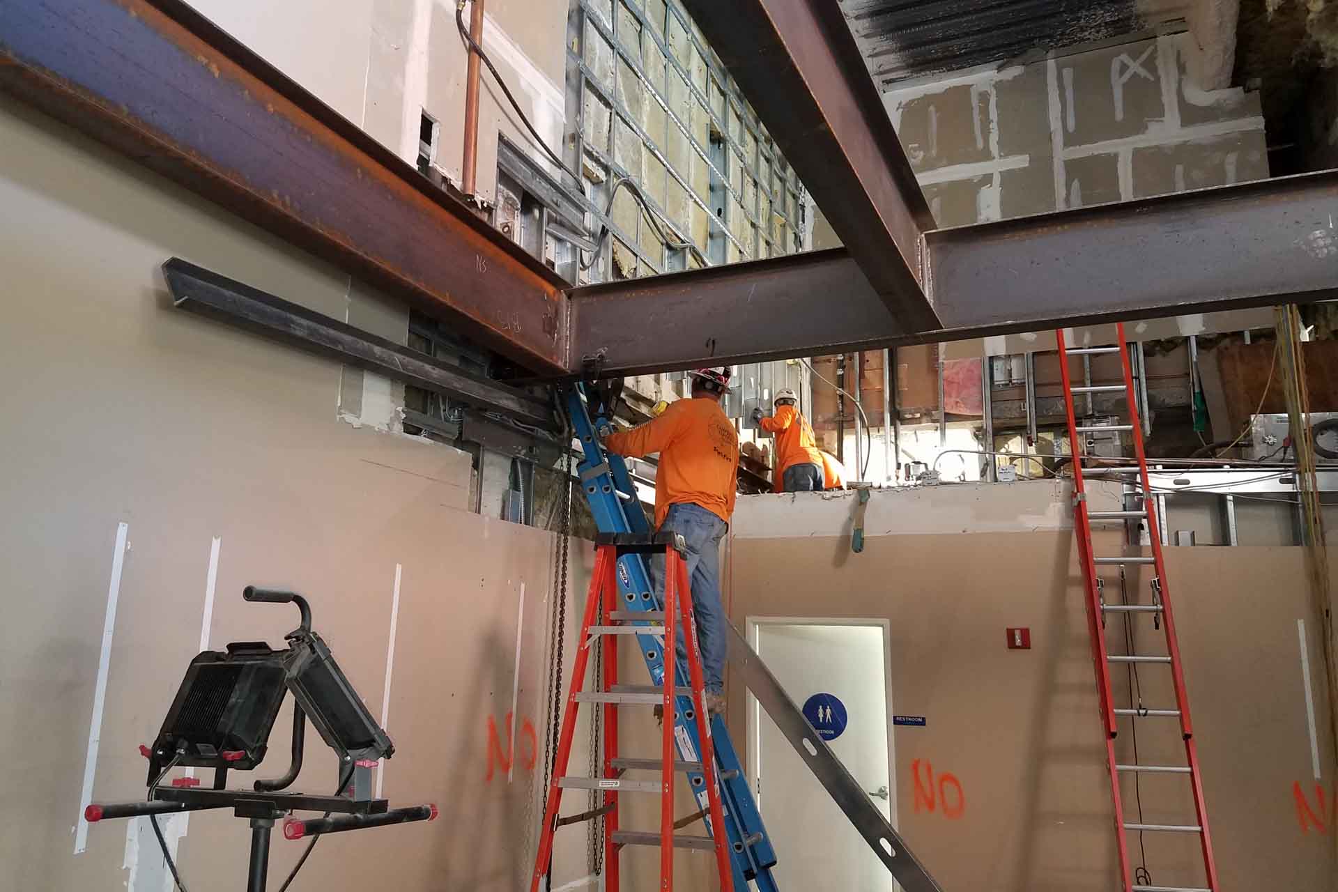 A workers working on iron installation